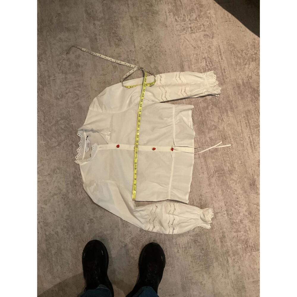 NWOT & Other Stories White Poplin button down strawberry buttons sz I - Picture 4 of 6